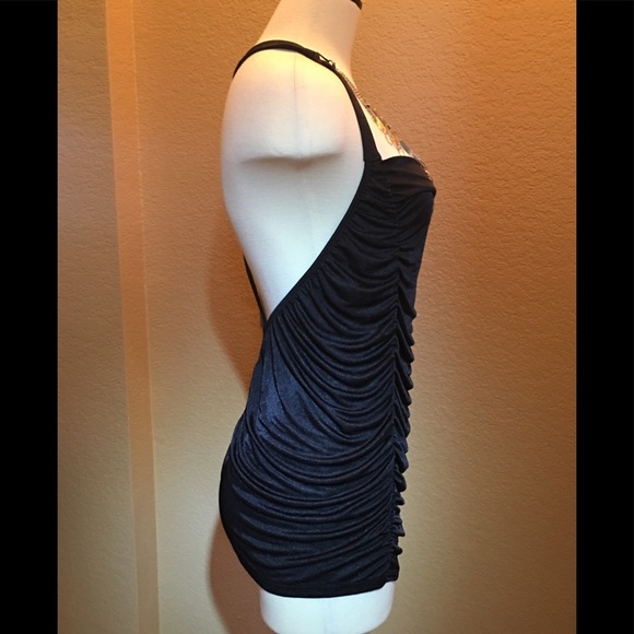 MODA International Rouched Silky T-back Top - Picture 2 of 5